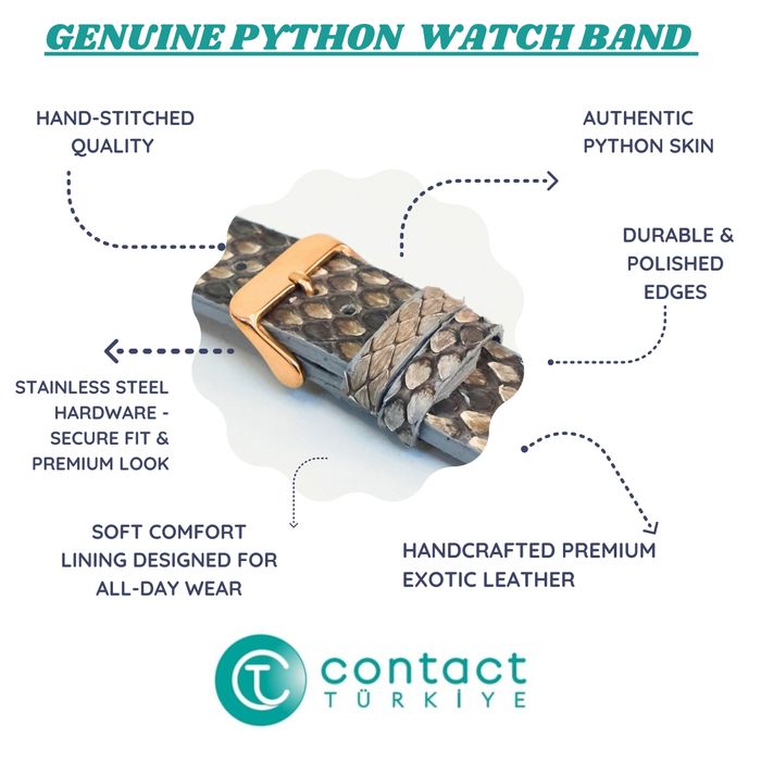 Premium Python Leather Apple Watch Band - Genuine Exotic Snake Skin Strap - Universal Model Compatibility - Local Delivery