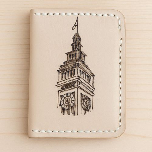 Hand-Burned Big Ben Slim Bifold Wallet - Artisan Pyrography Leather Purse - UK Local Shipping No Duty