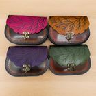 Hand-Tooled Leather Leaf Crossbody - Botanical Artisan Satchel - UK Local Shipping No Duty