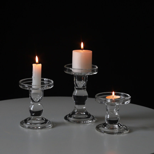 Glass Pillar Candle Holders - Clear