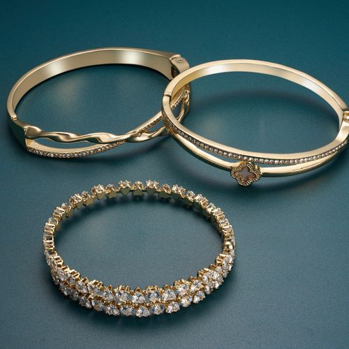 Gold Crystal Bangles - Gift Boxed Jewellery