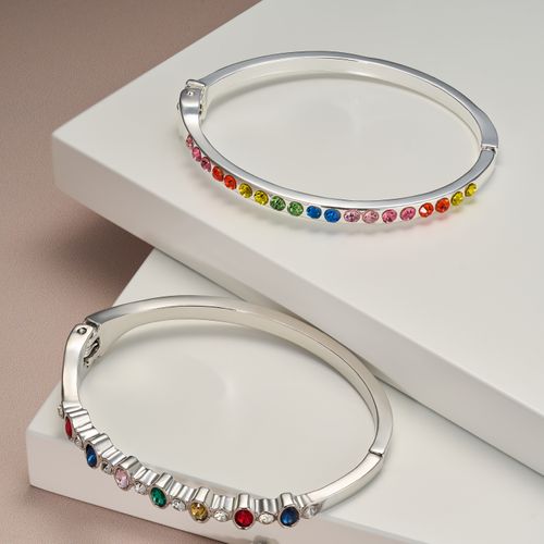 Silver Multi Crystal Bangles - Gift Boxed Jewellery