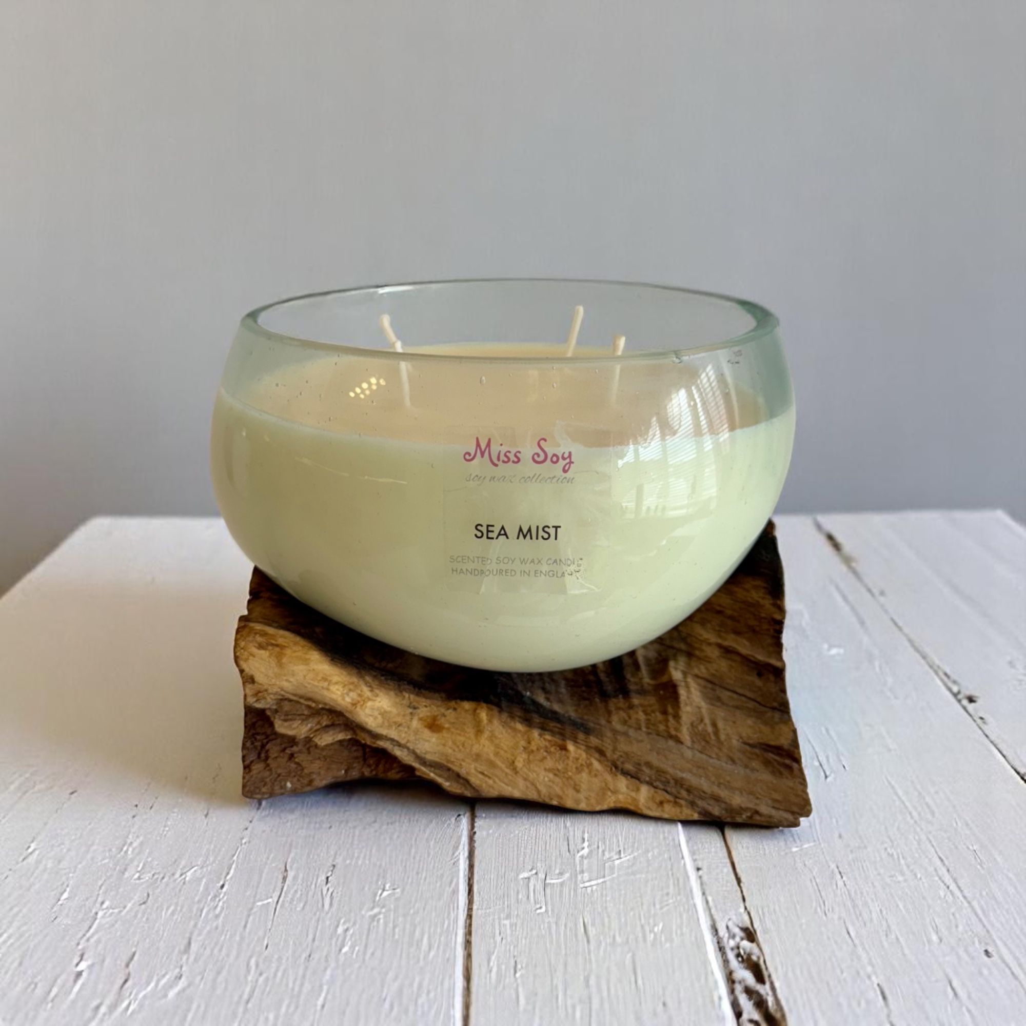 Molten Glass on Wood - Round Bowl