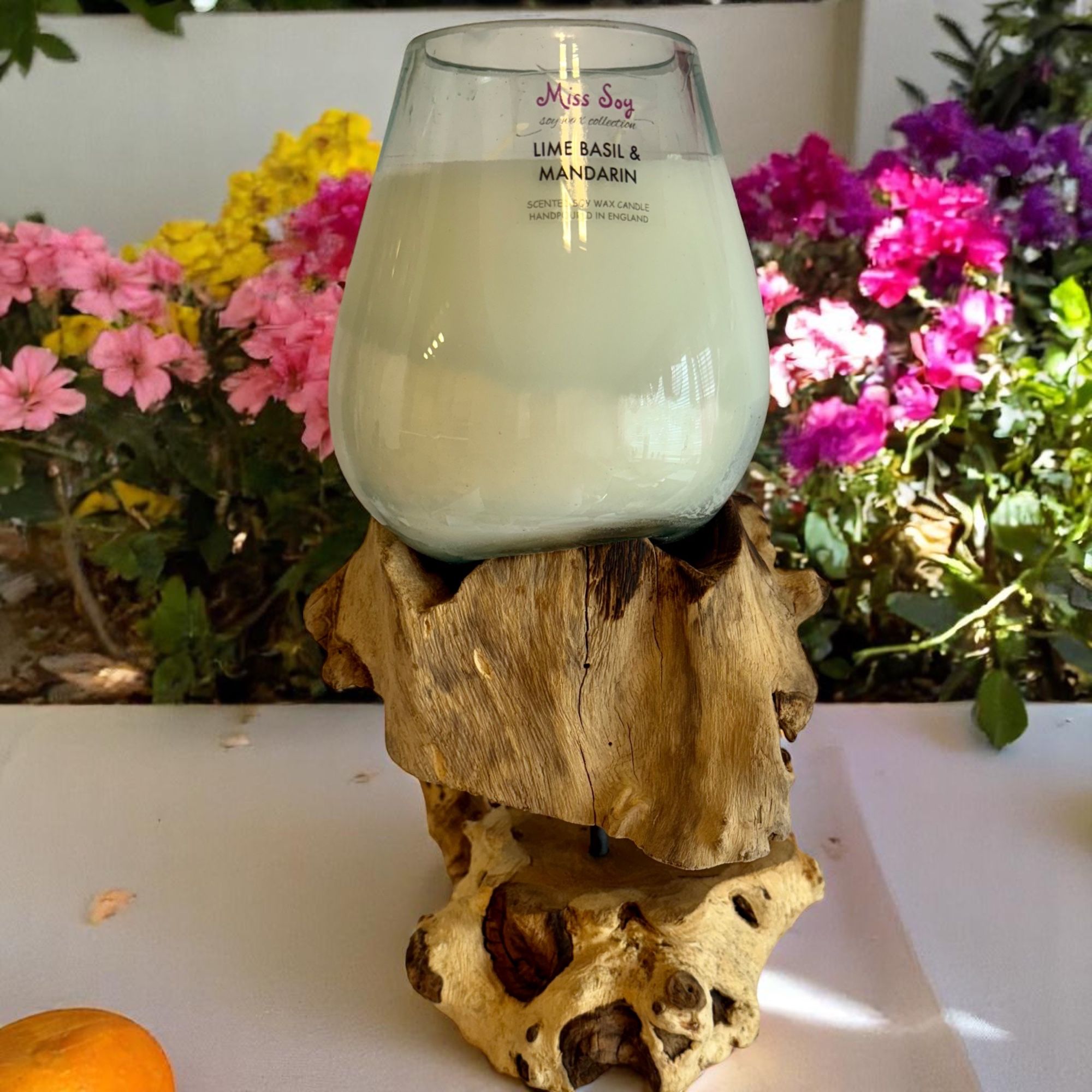 Molten Glass on Wood - bowl on stand