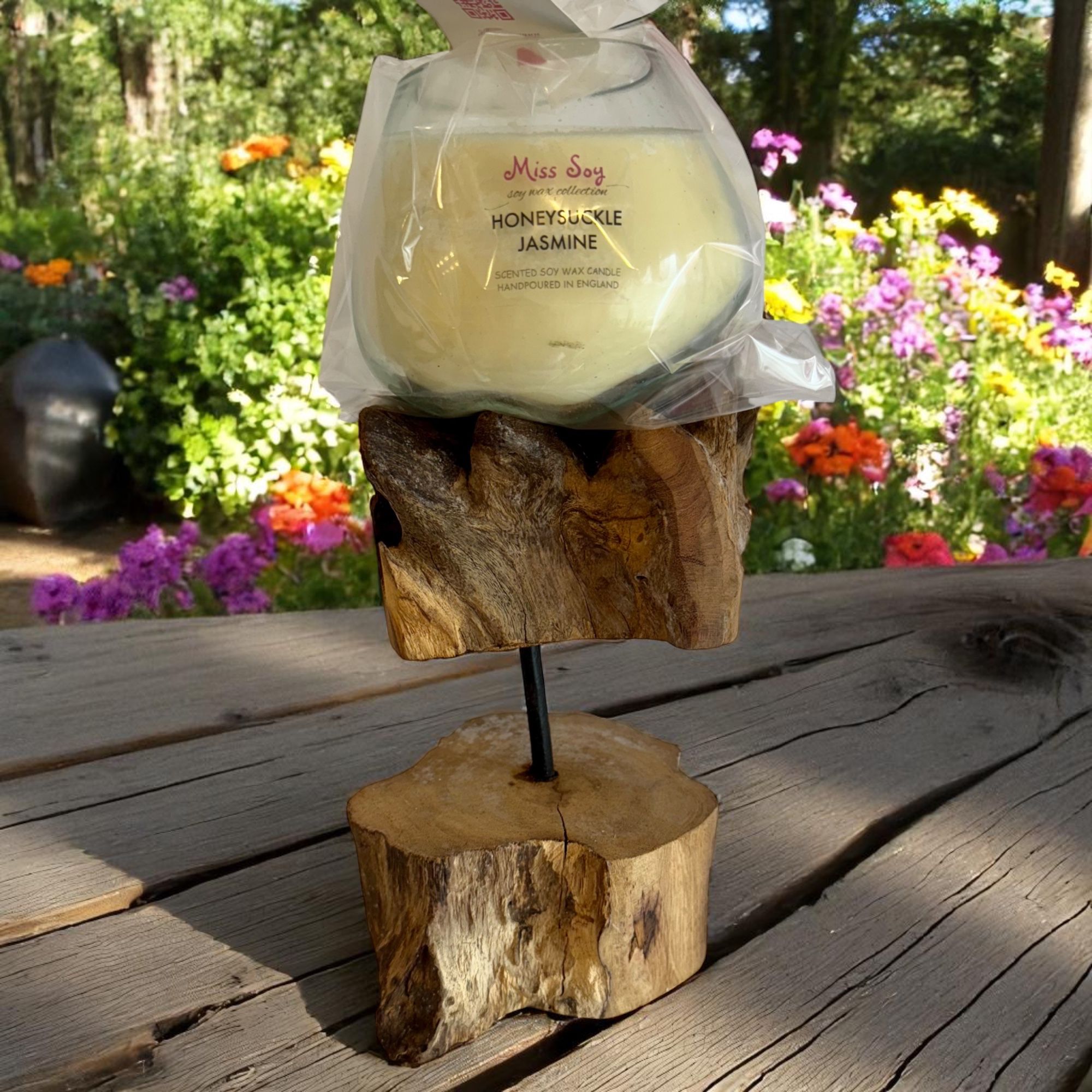 Molten Glass on Wood - bowl on stand