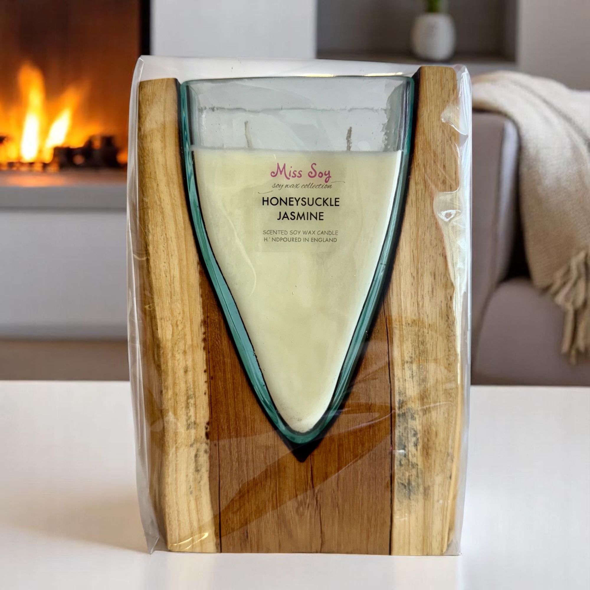 Molten Glass on Wood - V shape