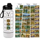 UK Parks & UK Trails Tracker Bucket List Water Bottle Tracker with Waterproof Stickers. Insulated World Travel Water Bottle. 32oz Stainless Steel 946ml - With Bottom Compartment.