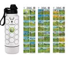 Golf Edition Bucket List Bottle - 47 Waterproof Worldwide Trip Stickers, Insulated World Travel Water Bottle. 32oz Stainless Steel 946ml - With Bottom Compartment.