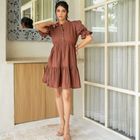Brown Linen Mini Dress