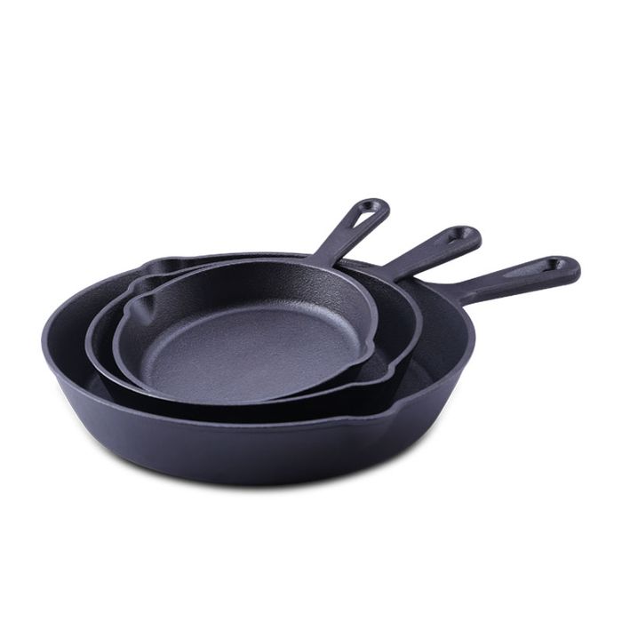 cast iron 3pc fry pan set