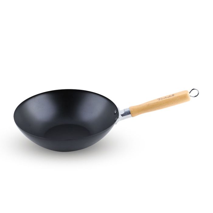 Carbon steel 28cm open stir fry pan