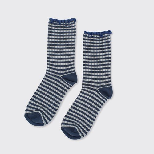Gingham Navy Socks