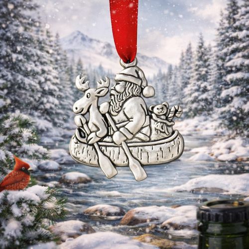 Santa Canoe Wild Spaces Global Giving Ornament
