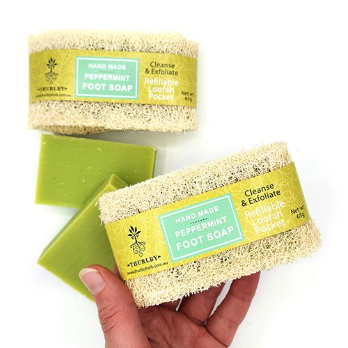 Handmade Peppermint Foot Soap with Loofah