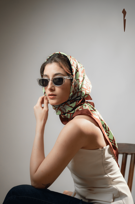 The Bits Harmony in Green Silk Scarf