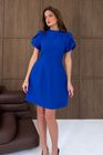 Ami Tulip Sleeve High Neck Mini Dress Cobalt