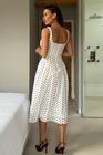 Ebby Pleated Bust Strappy Midi Dress White Spot