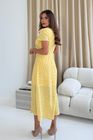 Lillian Print Sweetheart Midi Dress Yellow