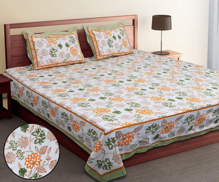 Hand-Block Printed Cotton Bedsheet