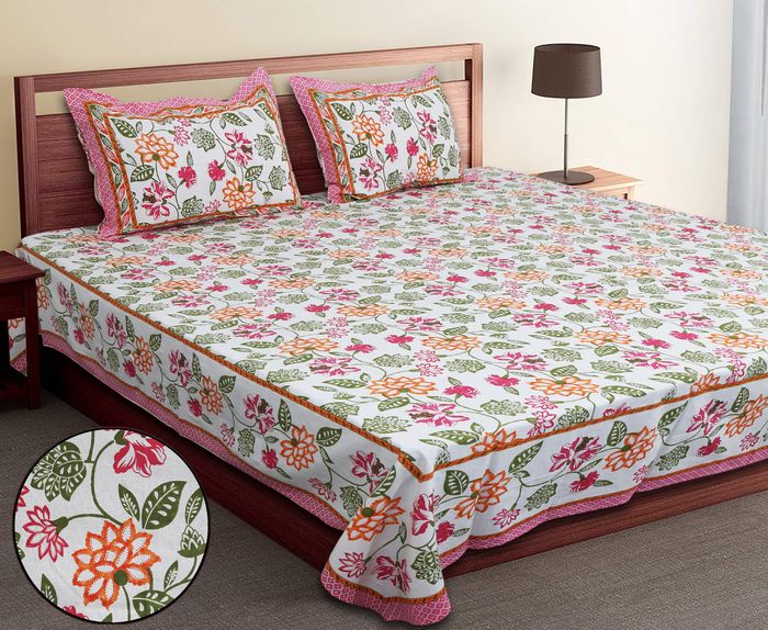 Hand-Block Printed Cotton Bedsheet