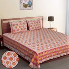Handblock Blue Floral Cotton Bedsheet Set
