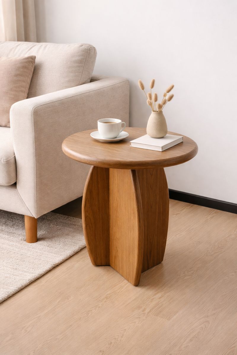 Natural Wood Veneer Side Table—HP25-6059