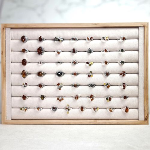 925 Sterling Silver & Genuine Baltic Amber Small Cast Rings