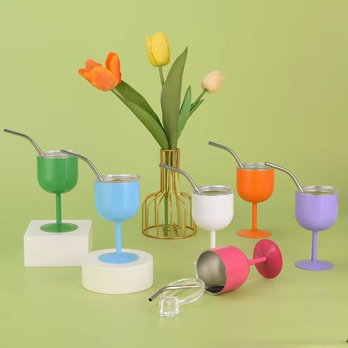 Colorful Mini Liquor Shot Glass Stainless Steel Spirits Mugs Thermoses Tumbler With Straw