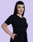 Rebel Romance Jet Black Midi Dress With Pockets