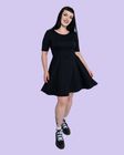 Rebel Romance Jet Black Fit and Flare Dress With Pockets