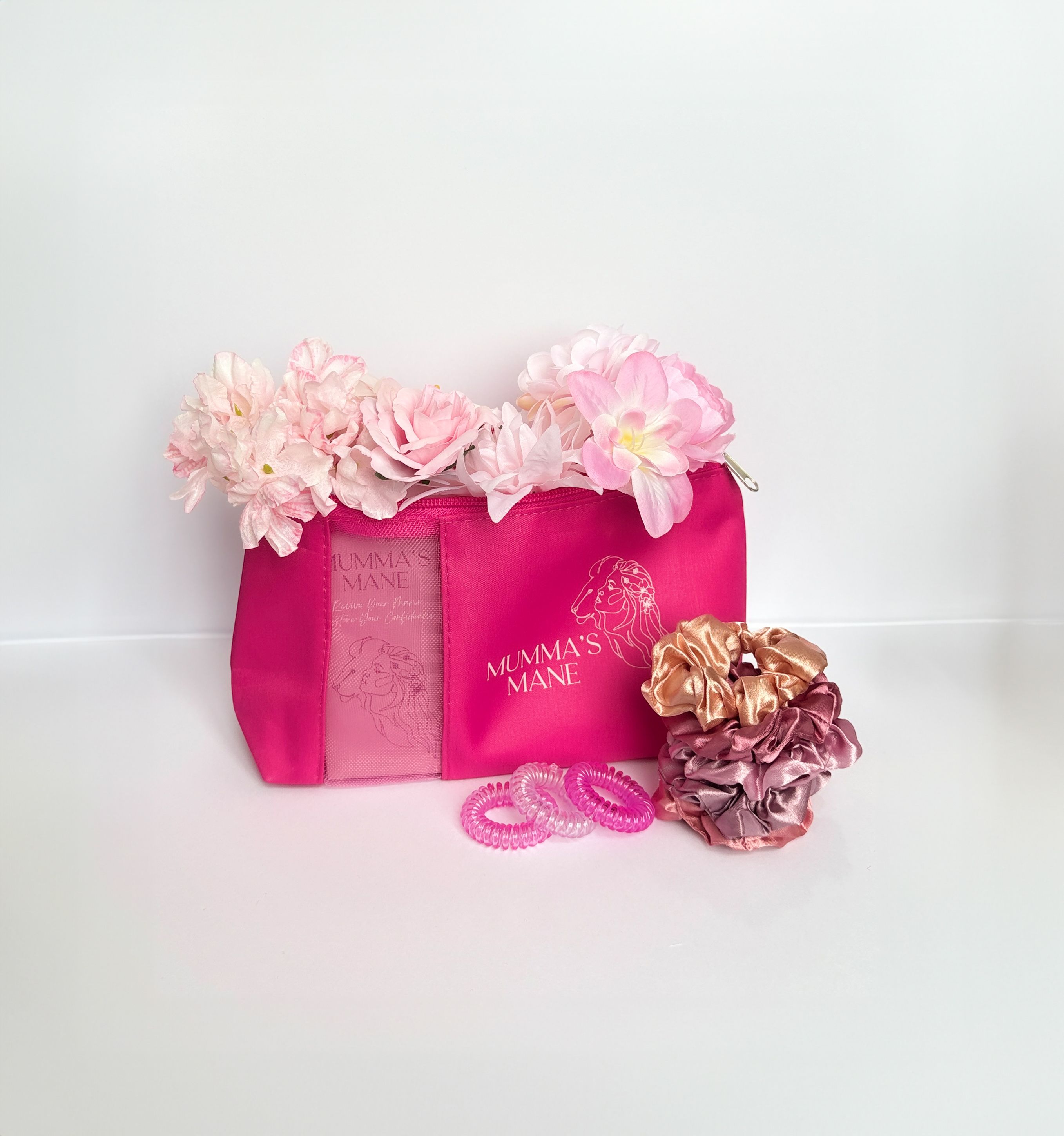 Mumma’s Mane Pink Microfibre & Mesh Cosmetic Bag