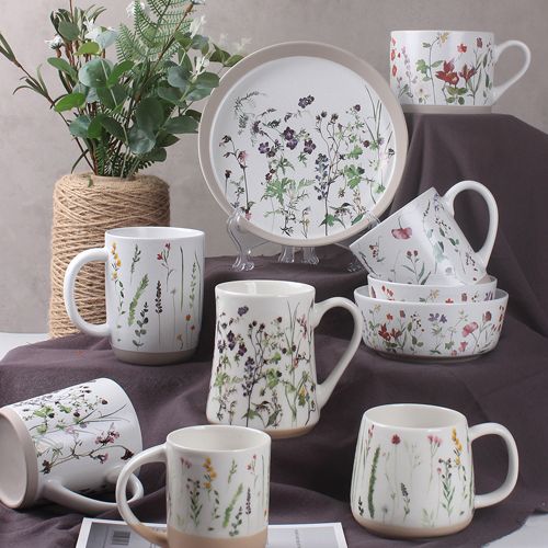 Ceramic mug, Bowl, cup& saucer with flower design.