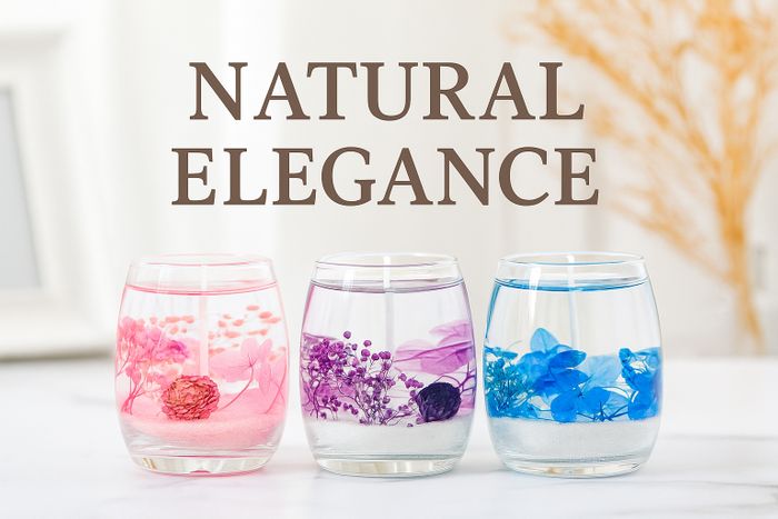 Glass Filled Natural Dried Flowers Candles & LED Candles