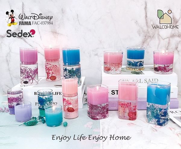 Glass Filled Natural Dried Flowers Candles & LED Candles