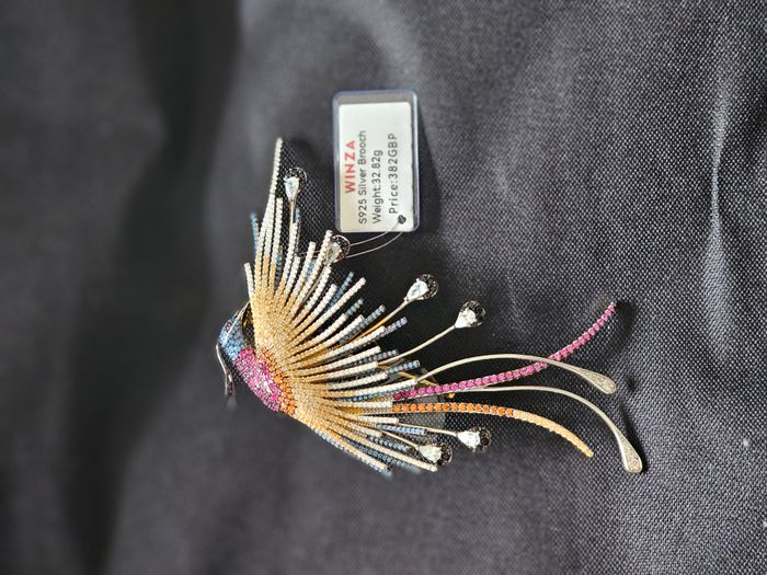 Gold Plated Silver Brooches with Semi-Precious Stones