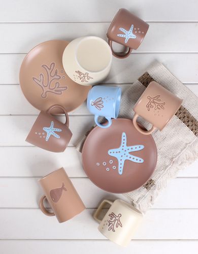 Ceramic mug, plate, cup& saucer with ocean animal design.