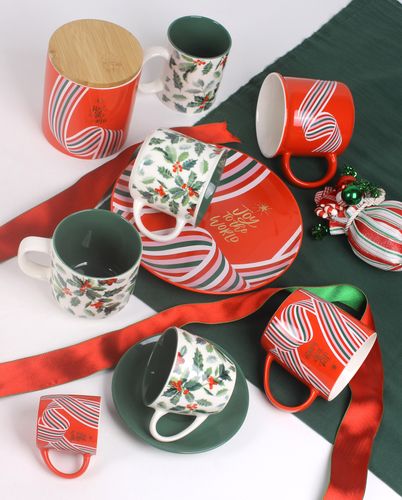 Ceramic mug, plate, cup& saucer with trees pattern