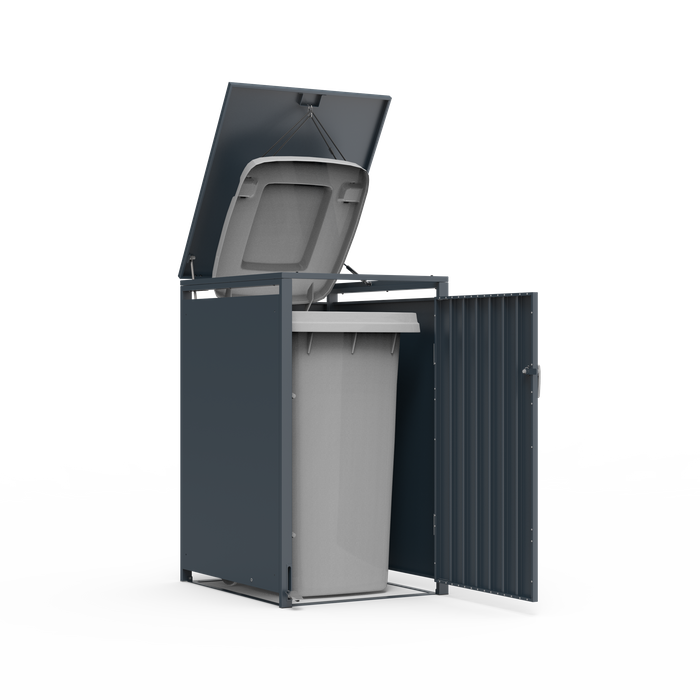 Anthracite Galvanized Steel Wheelie Bin Storage Pedal Opening | Single