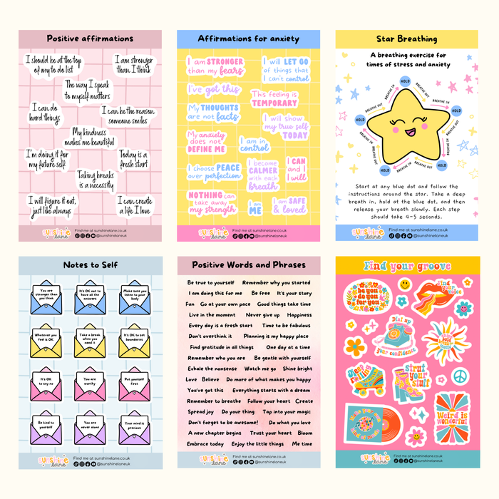 Sticker sheets - positivity and self-care