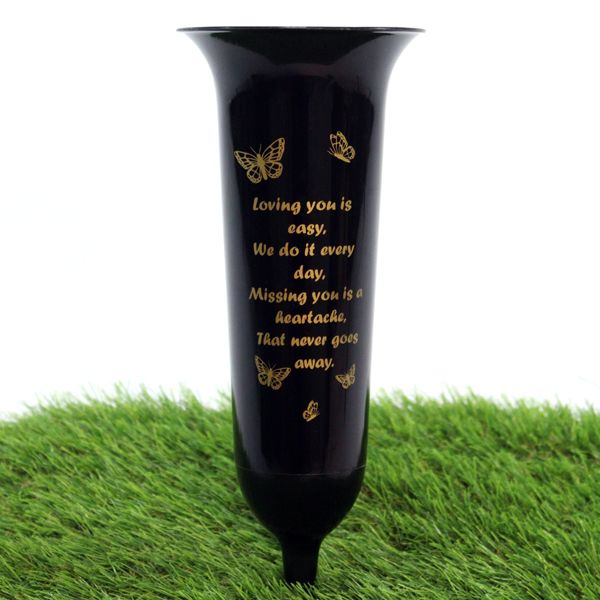 Black In Loving Memory Grave Vase
