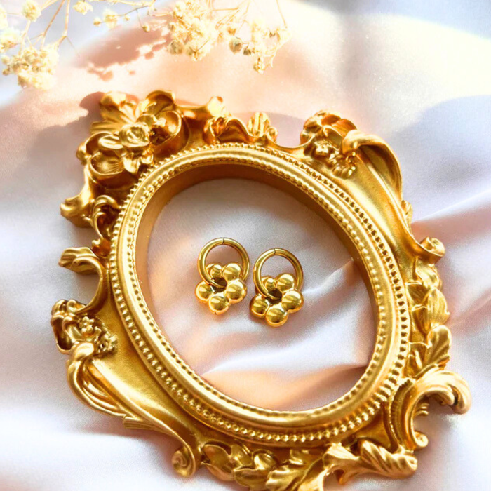 Flower Hang Gold Earrings