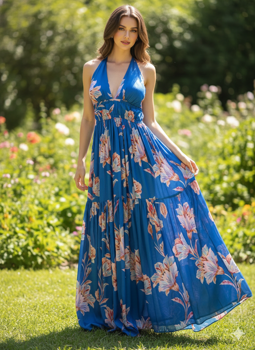 Blue Floral Maxi Dress
