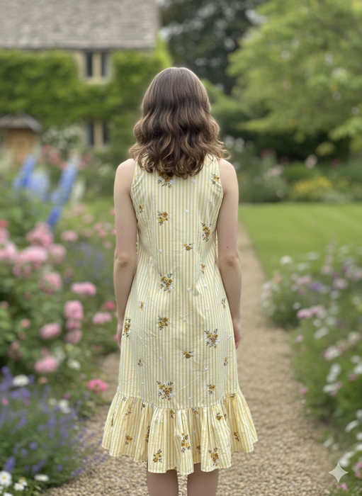 Yellow Striped Midi Dress