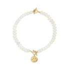 White Jade Stone Natural Beaded Smiley Charm 2-in-1 Necklace and Bracelet