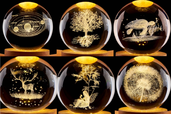 LED Laser Engraved 3D Globes