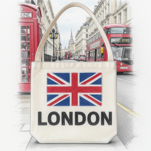 Needle punch Tote-UK inspired LONDON