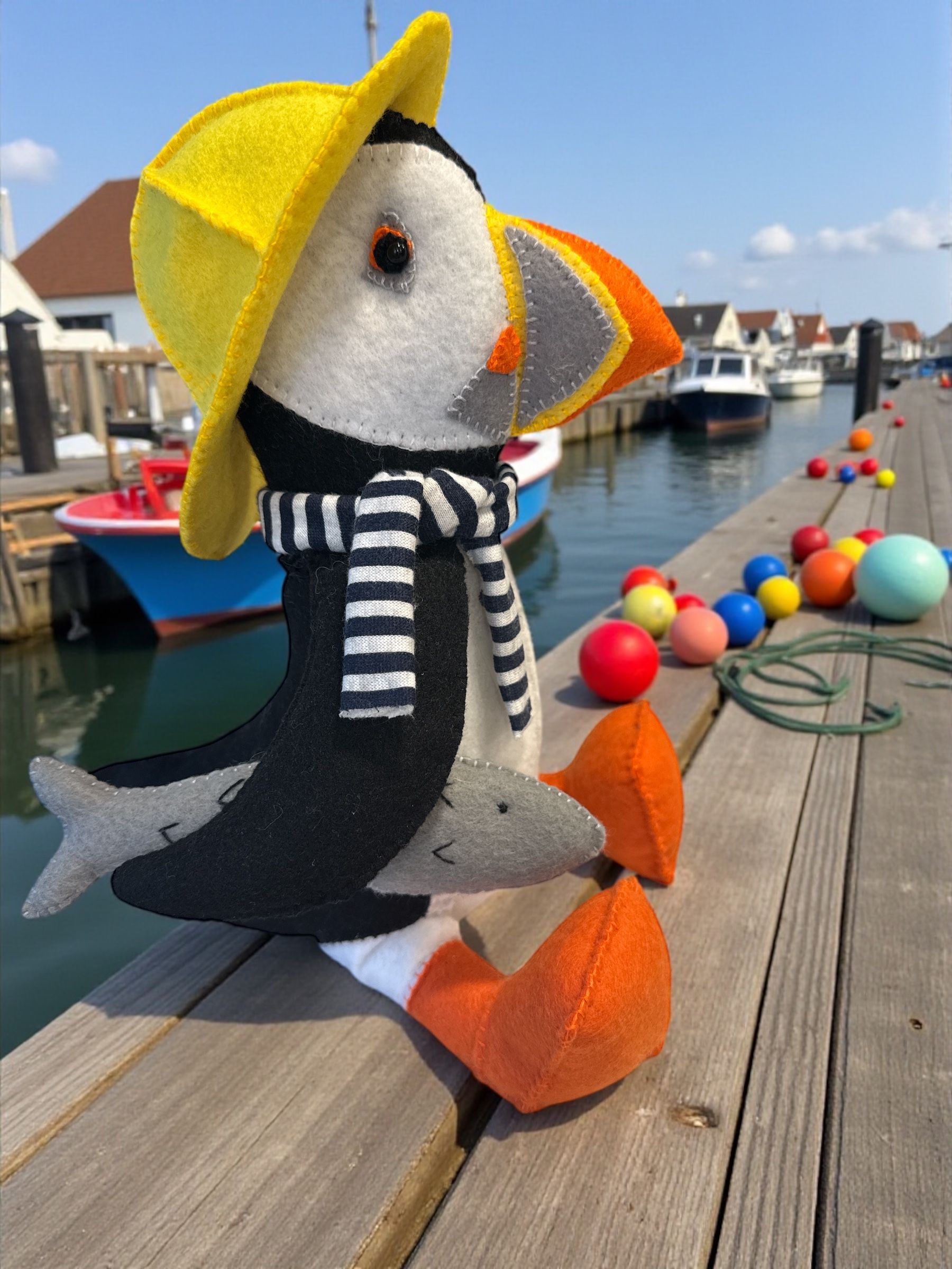 Puffin Doorstop Sewing Kit - with Sou'Wester and Fish