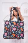 Handmade Quilted Cotton Tote Bag: Ethnic Boho Shopper
