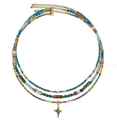 18k Gold Plated Stainless Steel and Natural Stones