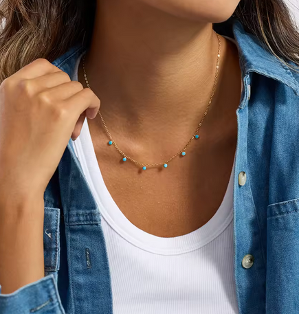 18k Gold Plated Stainless Steel and Small Turquoise